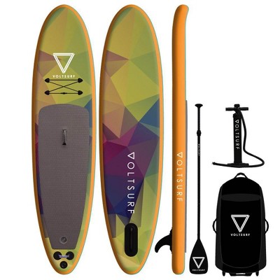 VoltSurf 11 Foot Rover Inflatable SUP Stand Up Paddle Board Kit w/ Pump, Orange