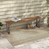 Tangkula 59" Outdoor Acacia Wood Benches Set of 2 for 2-3 Person w/ Metal Support - image 3 of 4