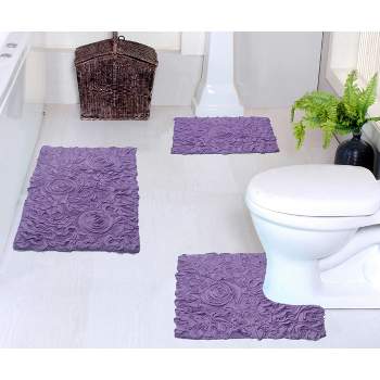 Bell Flower Collection Cotton Floral Pattern Tufted Bath Rug Set Pack of 3 - Home Weavers