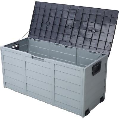 75 Gallon wheeled deck storage box for outdoor storage of terrace furniture, outdoor mats, garden tools, and swimming pool toys
