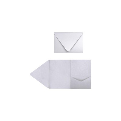 LUX A7 Pocket Invitations (5 x 7) 10/Pack Silver Metallic (EX10LEBASMPF10)