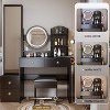 Gulches Mirror LED Vanity Table + Cushioned Stool, With 2 AC + 2 USB Power Station,17" diameter LED Mirror, Touch Control , Large desktop - 3 of 4