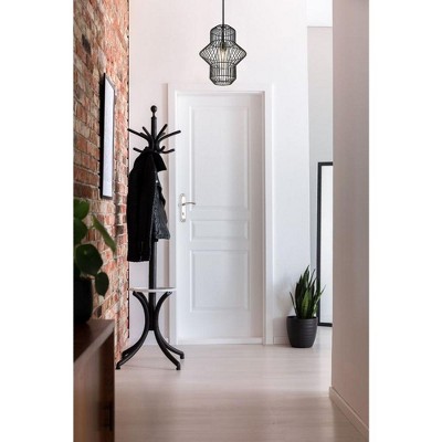 Orsay Matte Black Bird Cage 15" Pendant with Glass Diffuser
