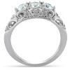 Pompeii3 1ct Three Stone Vintage Engagement Unique Ring With Accents 14k White Gold - 3 of 4