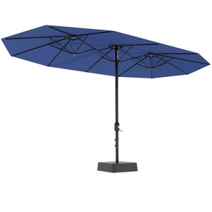 15FT Large Patio Umbrella with Base Included, Oversized Shade for 2-8 People, Double-Sided Rectangle Umbrella, Weighted Base for Pool, Deck, Backyard - 1 of 4