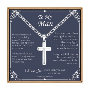 Turandoss Cross Necklace for Men Boys, Gold Silver Black Cross Pendant Necklace, Fathers Day Gifts for Men Boys Husband, Birthday Gifts for Son, 20In - 1 of 4