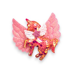Summer Crystal - Big Winged Sequin Unicorn Hair Clip - 1 Pack - 1 of 4