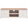 vidaXL TV Stand White and Brown Galvanized Steel and Solid Fir Wood Small - 3 of 4