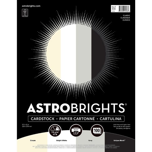 Astrobrights Color Cardstock - Classic Assortment, 65 lb, 8.5 x 11, Assorted Classic Colors, 100/Pack