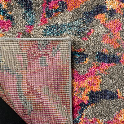 Colorful Abstract Blue and Orange Synthetic Area Rug