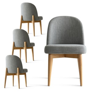 Upholstered Linen Dining Chairs with Solid Wood Legs, Modern Armless Fabric Chairs for Dining Room or Kitchen Table-Maison Boucle - 1 of 4