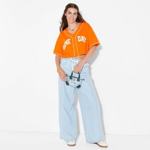 Women's Game Day Cropped Elbow Sleeve V-Neck Athletic Jersey - Wild Fable™ - 1 of 3