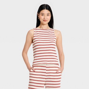 Women's Textured Tank Top - A New Day™ Cream/Red S : Target