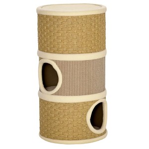 Skyzone 28 Inch 3-Story Cat Condo with Plush Fabric, Sisal & Seaweed Scratching Pads, 3 Den Areas - 1 of 4