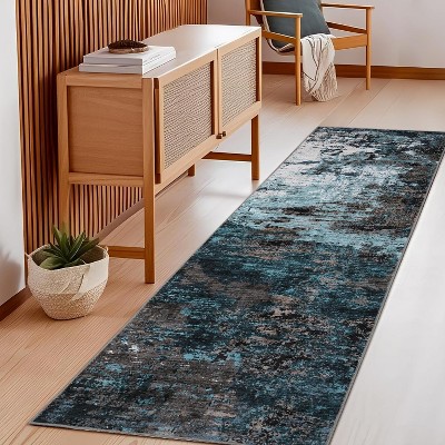 homfan Non-Slip Abstract Runner Rugs, Ultra-Soft Low Pile Floor Cover, Stain Resistant Contemporary Indoor Floor Carpet for Hallway, Bedroom