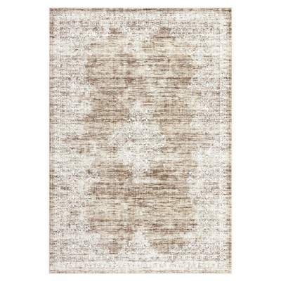 Washable Vintage Printed Rug Non Slip Low Pile Rug Soft Throw Floor Cover Foldable Indoor Carpet for Living Room Bedroom Playroom Nursery