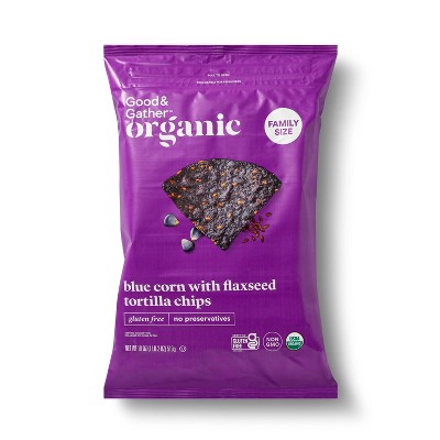 Organic Blue Corn Tortilla Chip with Flax Seeds - 18oz - Good & Gather™