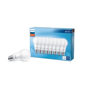 Philips LED 75W Frosted Soft White Non-Dim A19 8P (T20): 12W LED, 1100 Lumens, E26 Base, 2700K, Damp Location Suitable - 1 of 4