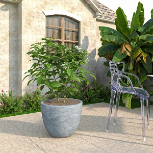 LeisureMod Tapered Round Planter Pot with Drainage Holes for Indoor/Outdoor Use - Dahlia Collection - 1 of 4