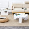 Modern Coffee Tables Set of 2, Coffee Table with Detachable Nightstand, Accent Center Table with Glass Top Side Table for Bedroom Office - 2 of 4