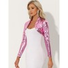 INSPIRE CHIC Women's Cropped Holographic Party Shiny Lightweight Long Sleeve Shrugs - 2 of 4