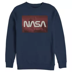 Men's NASA Space Shuttle Blast Off Text Over Lay  Sweatshirt - Navy Blue - Large