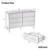 TIRAMISUBEST 3-Drawer Buffet Cabinet with Slatted Doors, Mid-Century Storage for Dining Rooms - 4 of 4