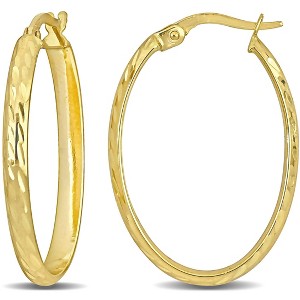EVERLY JEWELRY | 10k Yellow Gold Oval Shaped Hoop Earrings - 1 of 4
