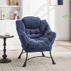 Vynxaria Navy Blue Modern Lounge Accent Chair with Ottoman and Side Pocket for Small Spaces - 4 of 4