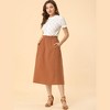 INSPIRE CHIC Women's Casual Elastic Waist Peasant A-Line Midi Skirts with Pockets - 3 of 4