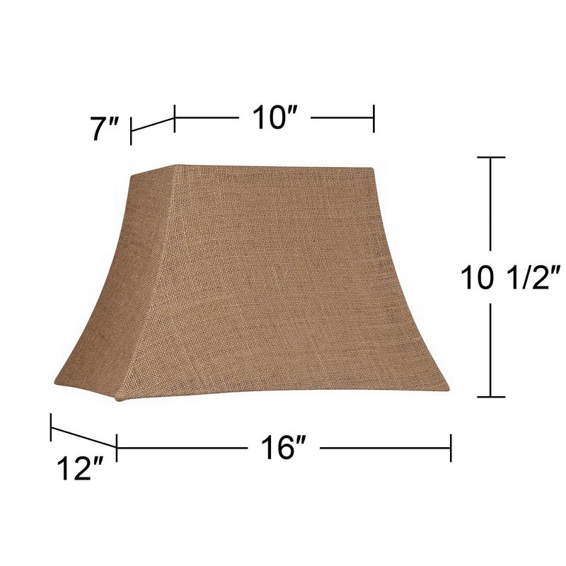 Brentwood Natural Burlap Medium Rectangle Lamp Shade 10" Wide x 7" Deep at Top and 16" Wide x 12" Deep at Bottom and 11" Slant x 10.5" H (Spider), 5 of 7