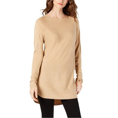 I-N-C Womens Solid Shirttail Pullover Sweater, Brown, Medium