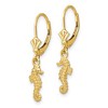 Black Bow Jewelry 3D Mini Textured Seahorse Lever Back Earrings in 14k Yellow Gold - 2 of 4