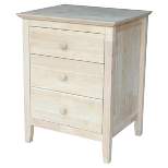 Smith Nightstand with 3 Drawers - Unfinished - International Concepts