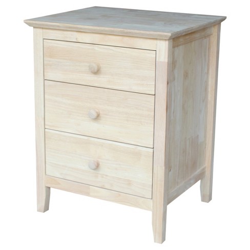 Smith Nightstand With 3 Drawers, Unfinished Night Tables
