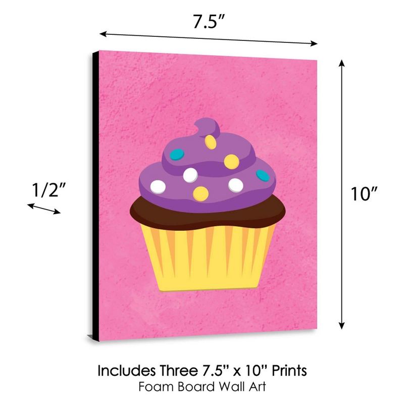 Big Dot of Happiness Sweet Shoppe - Cupcake Nursery Wall Art, Donut Kids Room Decor & Bakery Kitchen Home Decor - 7.5 x 10 inches - Set of 3 Prints, 5 of 8