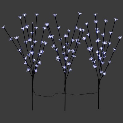 Northlight Set of 3 Pre-Lit Cherry Blossom Artificial Tree Branches 2.5' - Pure White LED Lights