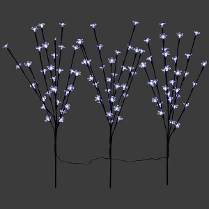 Northlight Set of 3 Pre-Lit Cherry Blossom Artificial Tree Branches 2.5' - Pure White LED Lights - 1 of 4