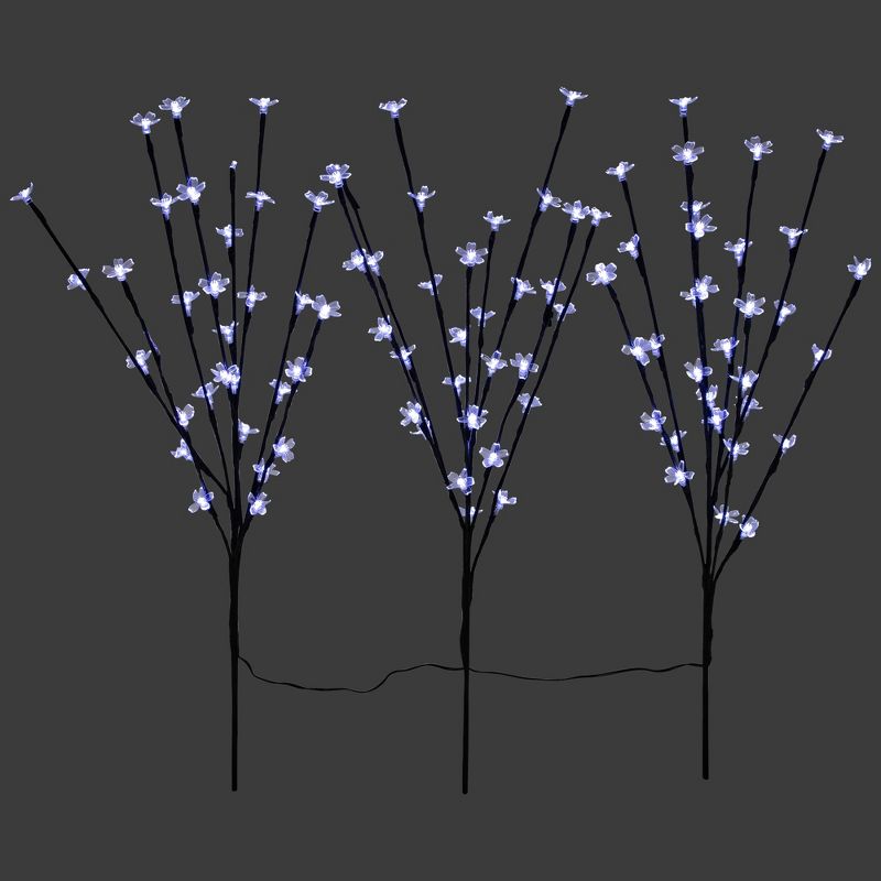 Northlight Set of 3 Pre-Lit Cherry Blossom Artificial Tree Branches 2.5' - Pure White LED Lights, 1 of 10