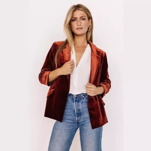 Velvet Jackets for Women's 3/4 Sleeve Open Front Velvet Cardigan - 1 of 4