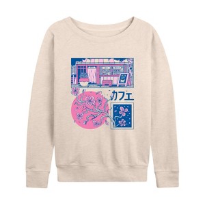 Women's - Instant Message - Japanese Panels Lightweight French Terry Wide Neck Long Sleeve Shirt - 1 of 4