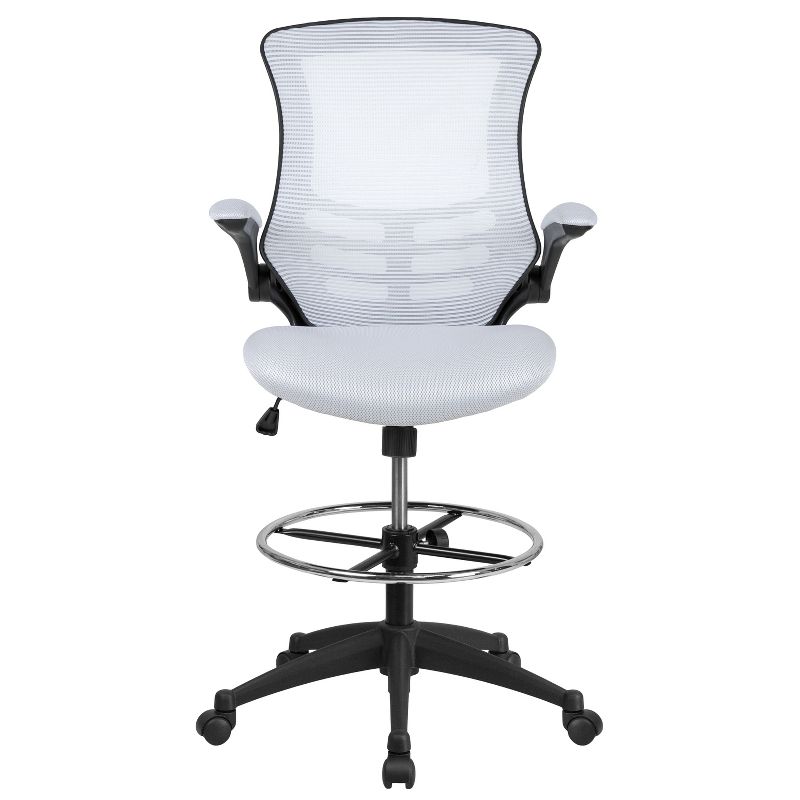 Flash Furniture Mid-Back Mesh Ergonomic Drafting Chair with Adjustable Foot Ring and Flip-Up Arms, 6 of 18