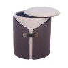 APRILSOUL Two-Toned Ottoman with Storage or Vanity Stool, Brown - 3 of 4