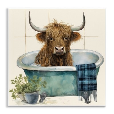 Stupell Industries Farmhouse Cow in Tub Wall Plaque Art