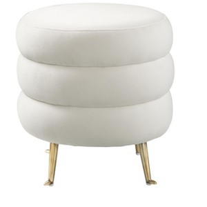 TOV Furniture Ladder Velvet Ottoman Cream 16.5"W x 16.5"D x 18.5"H - 1 of 4