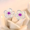 Paaaawaters 925 Sterling Silver 5A Cubic Zirconia Blossom Plum Stud Earrings - 2 of 4