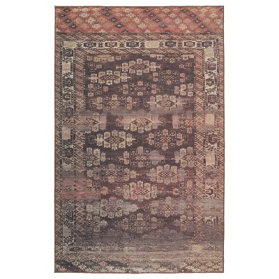 5'7"x7'6" Kate Lester & Minerva Geometric Area Rug Brown/Terracotta - Jaipur Living: 5x7 Vintage Flatweave for Living Room