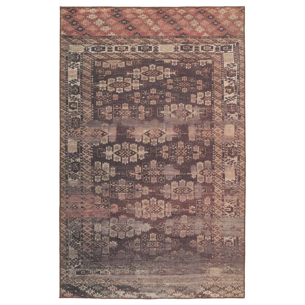 Photos - Doormat 5'7"x7'6" Kate Lester & Minerva Geometric Area Rug Brown/Terracotta - Jaip