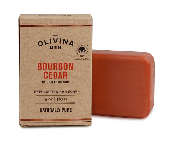 OLIVINA MEN Bourbon Cedar Exfoliating Bar Soap - 6oz