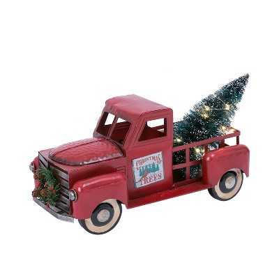 GIL 21-Inch Long Battery-Operated Metal Truck with Lighted Christmas Tree